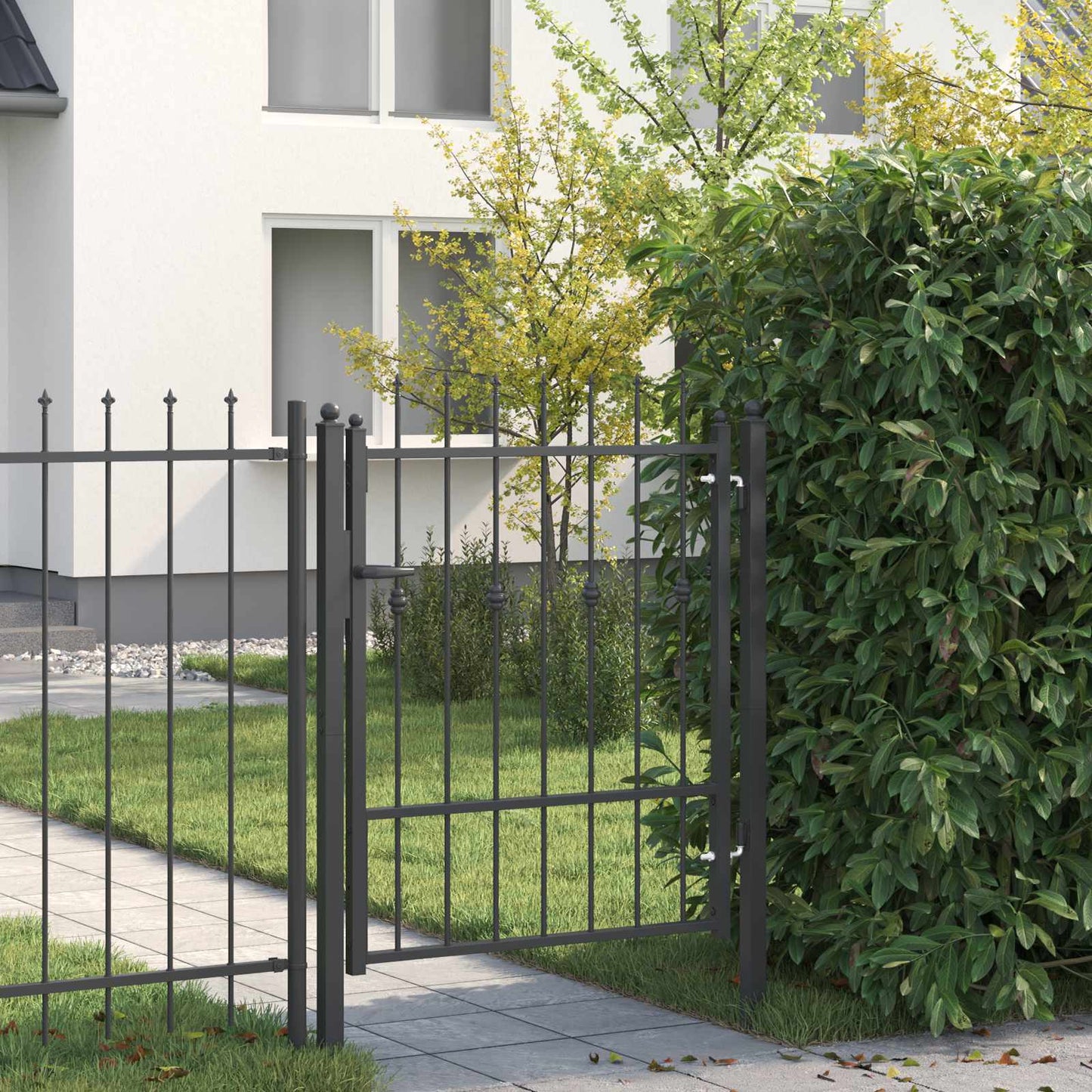 Fence Gate HORST 100 x 125 cm Metal Black Lockable