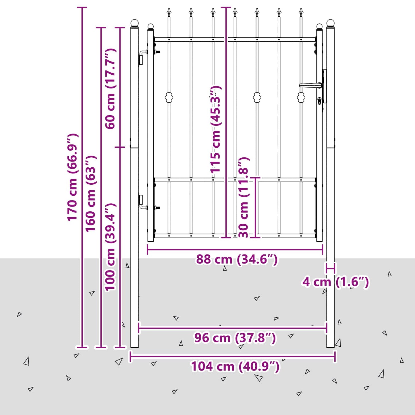 Fence Gate HORST 100 x 125 cm Metal Black Lockable