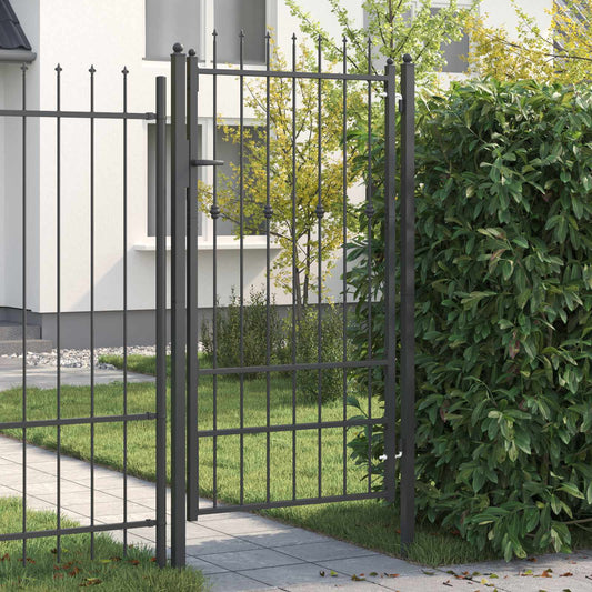 Fence Gate ASTEN 100 x 175 cm Metal Black Lockable