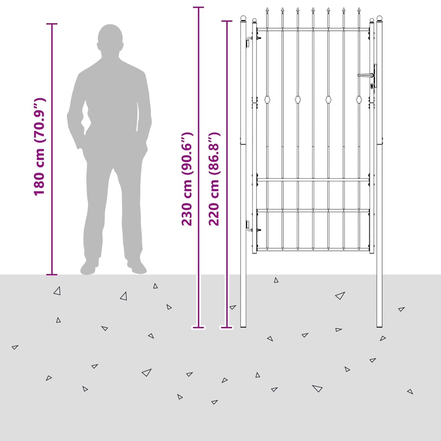 Fence Gate HORST 100 x 175 cm Metal Black Lockable