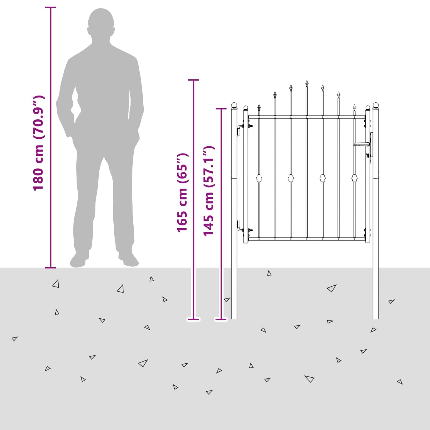 Fence Gate HORST 100 x 100 cm Metal Black Lockable