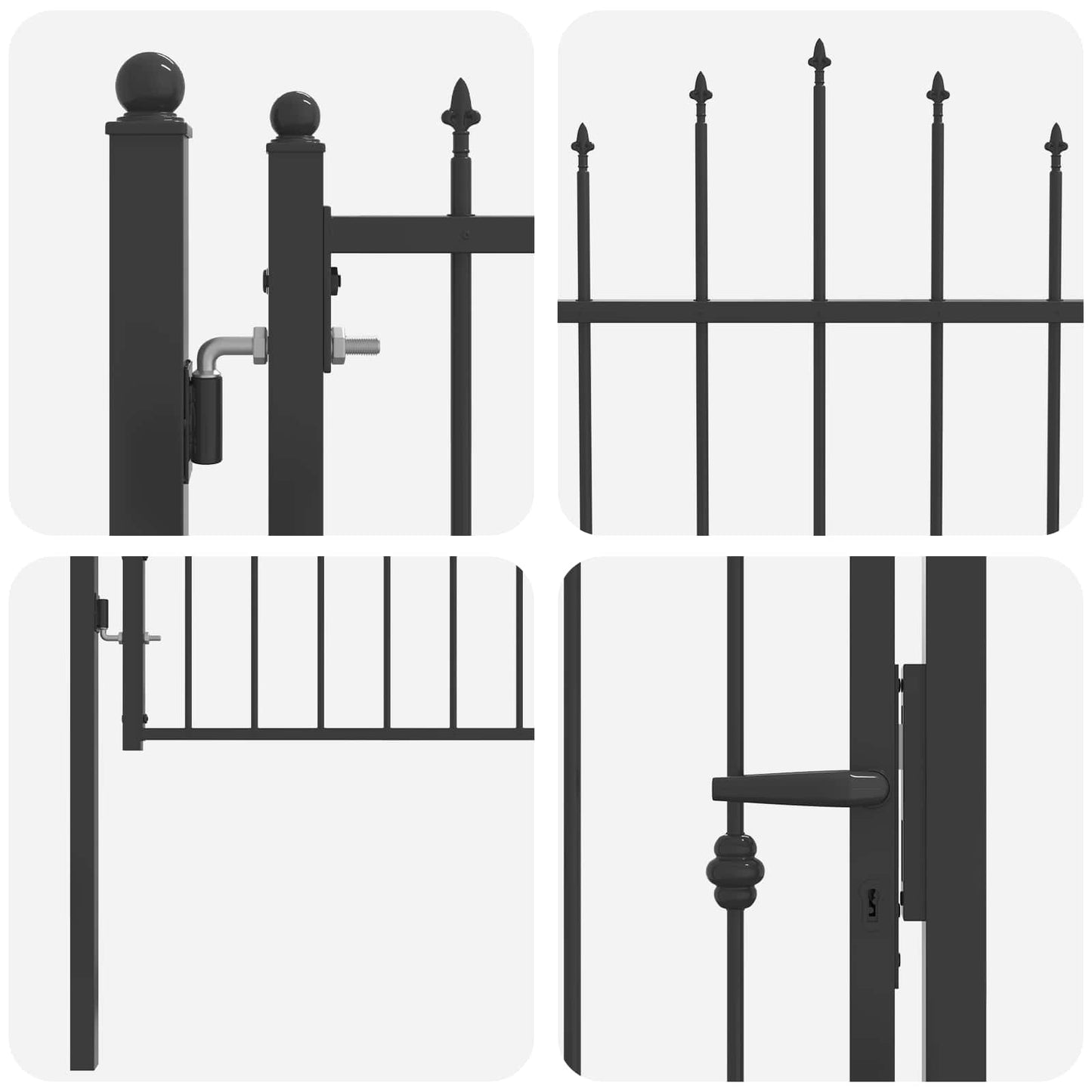 Fence Gate HORST 100 x 125 cm Metal Black Lockable