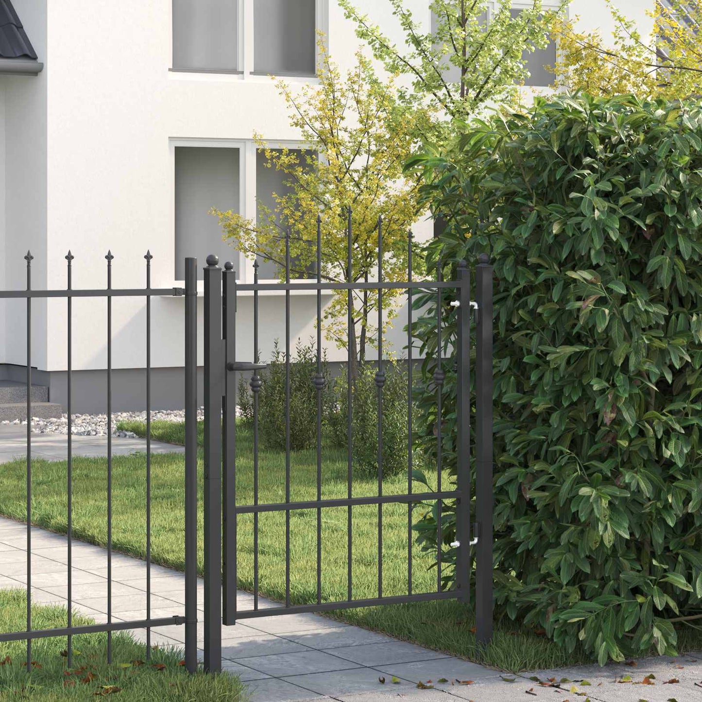 Fence Gate HORST 100 x 125 cm Metal Black Lockable