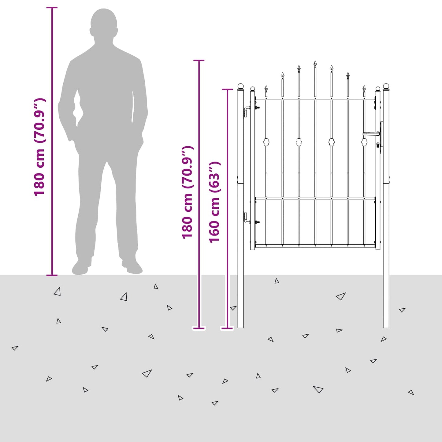 Fence Gate HORST 100 x 125 cm Metal Black Lockable