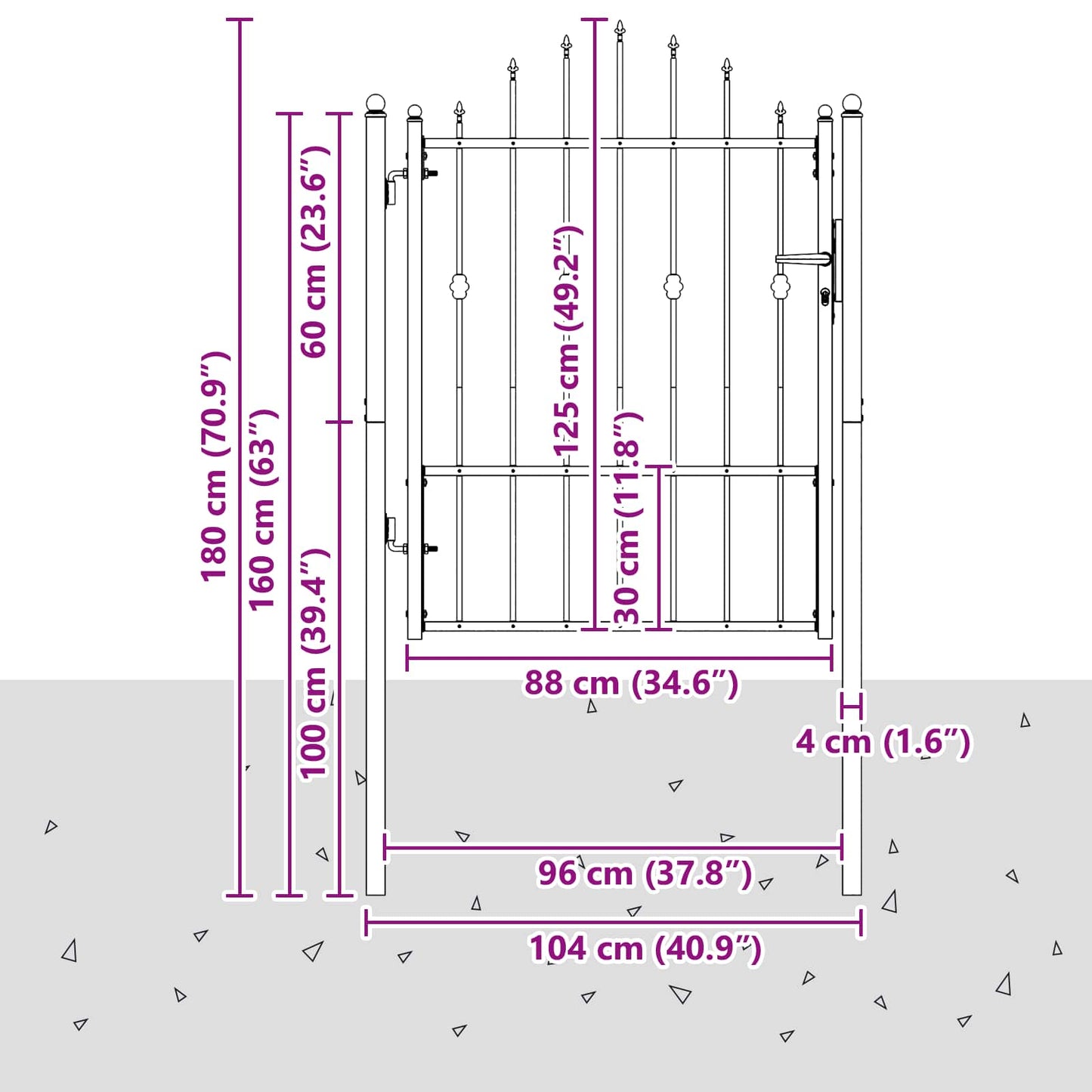 Fence Gate HORST 100 x 125 cm Metal Black Lockable