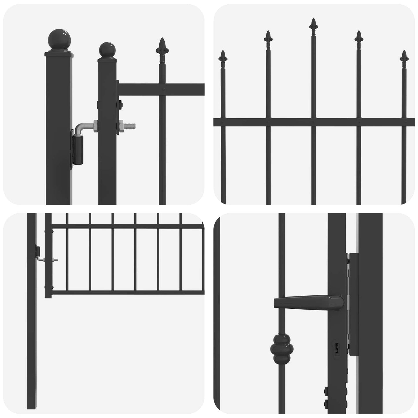 Fence Gate HORST 100 x 150 cm Metal Black Lockable