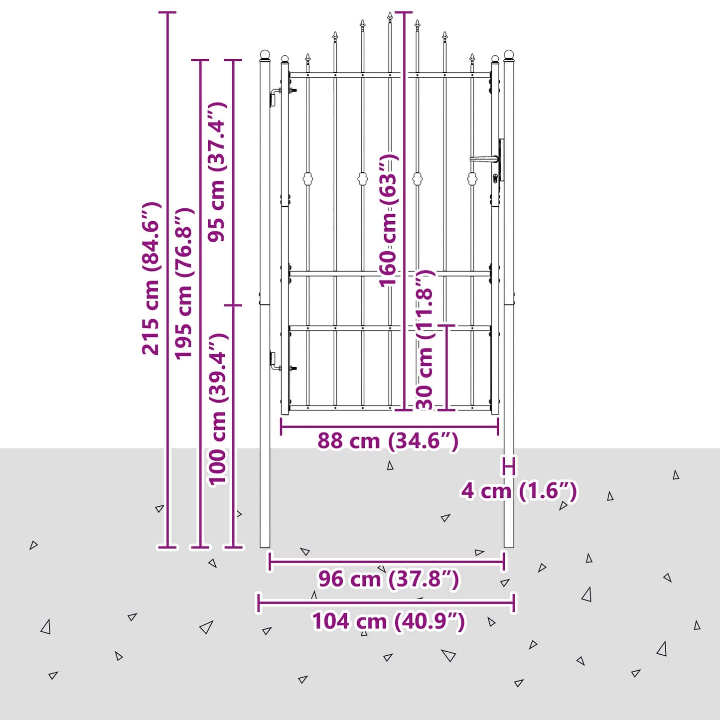 Fence Gate HORST 100 x 150 cm Metal Black Lockable