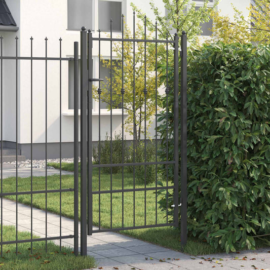 Fence Gate ASTEN 100 x 175 cm Metal Black Lockable