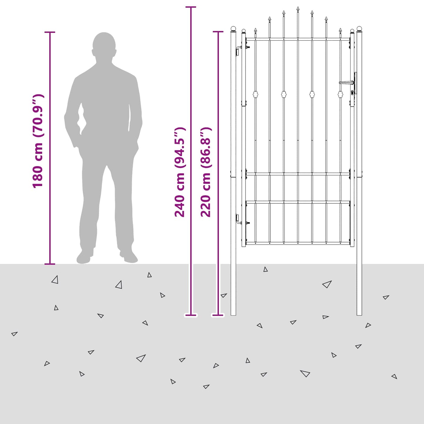 Fence Gate HORST 100 x 175 cm Metal Black Lockable