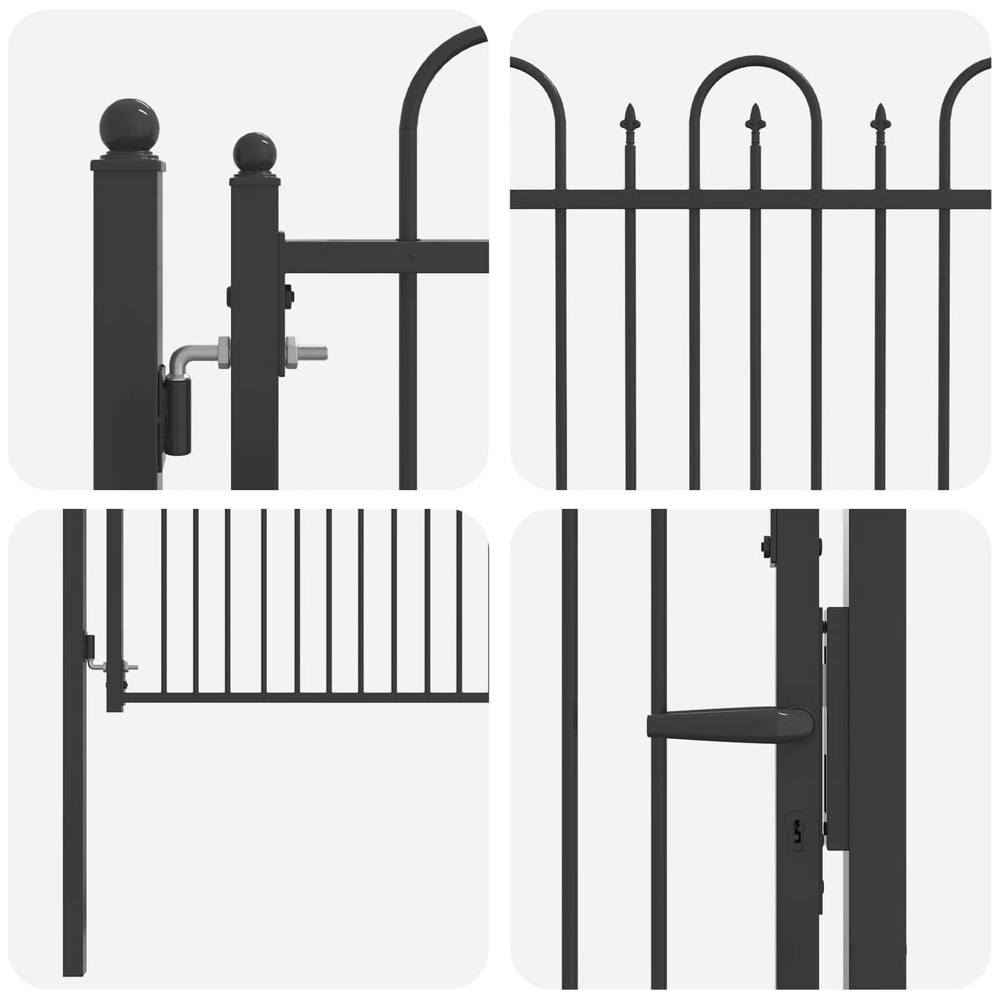 Fence Gate HORST 100 x 75 cm Metal Black Lockable