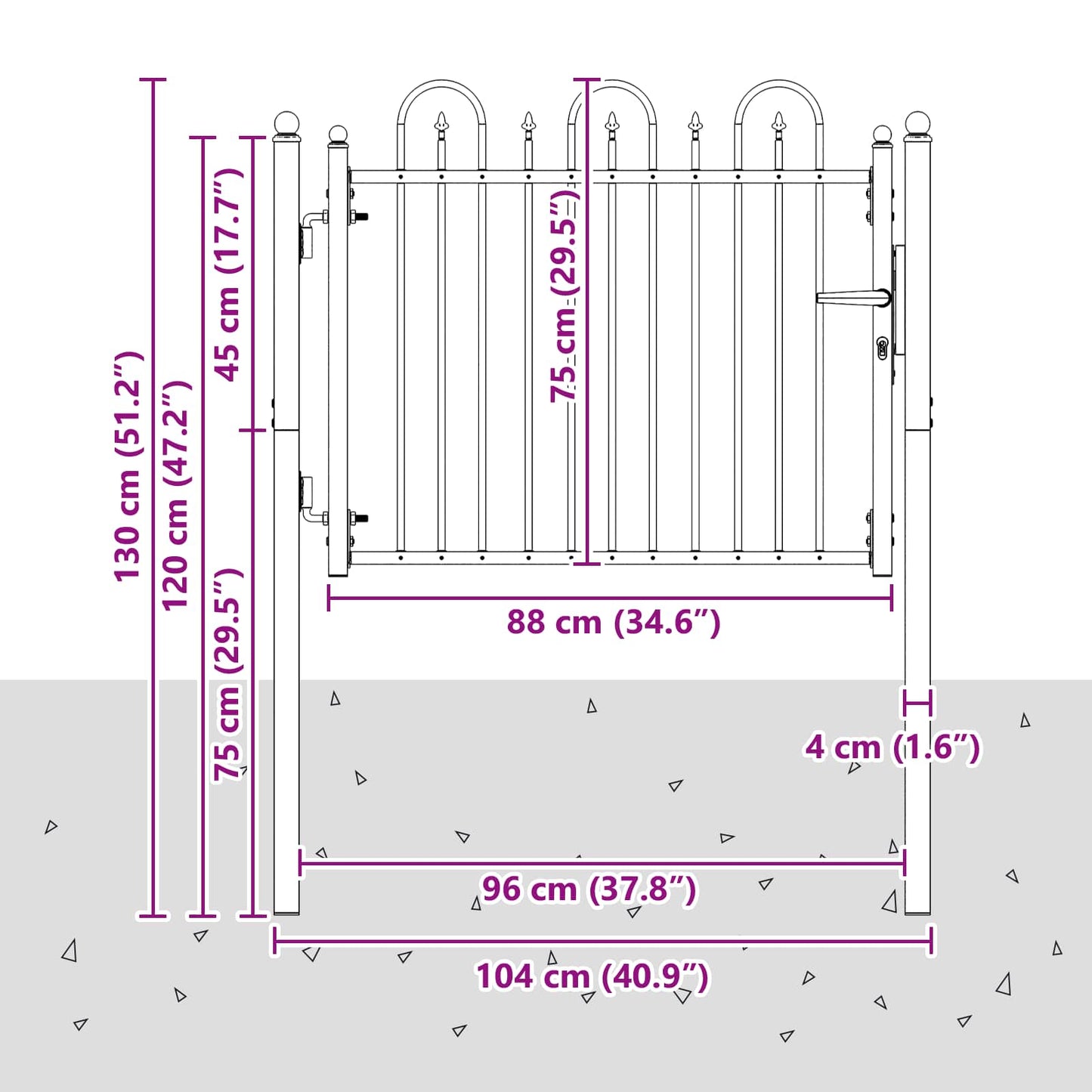 Fence Gate HORST 100 x 75 cm Metal Black Lockable