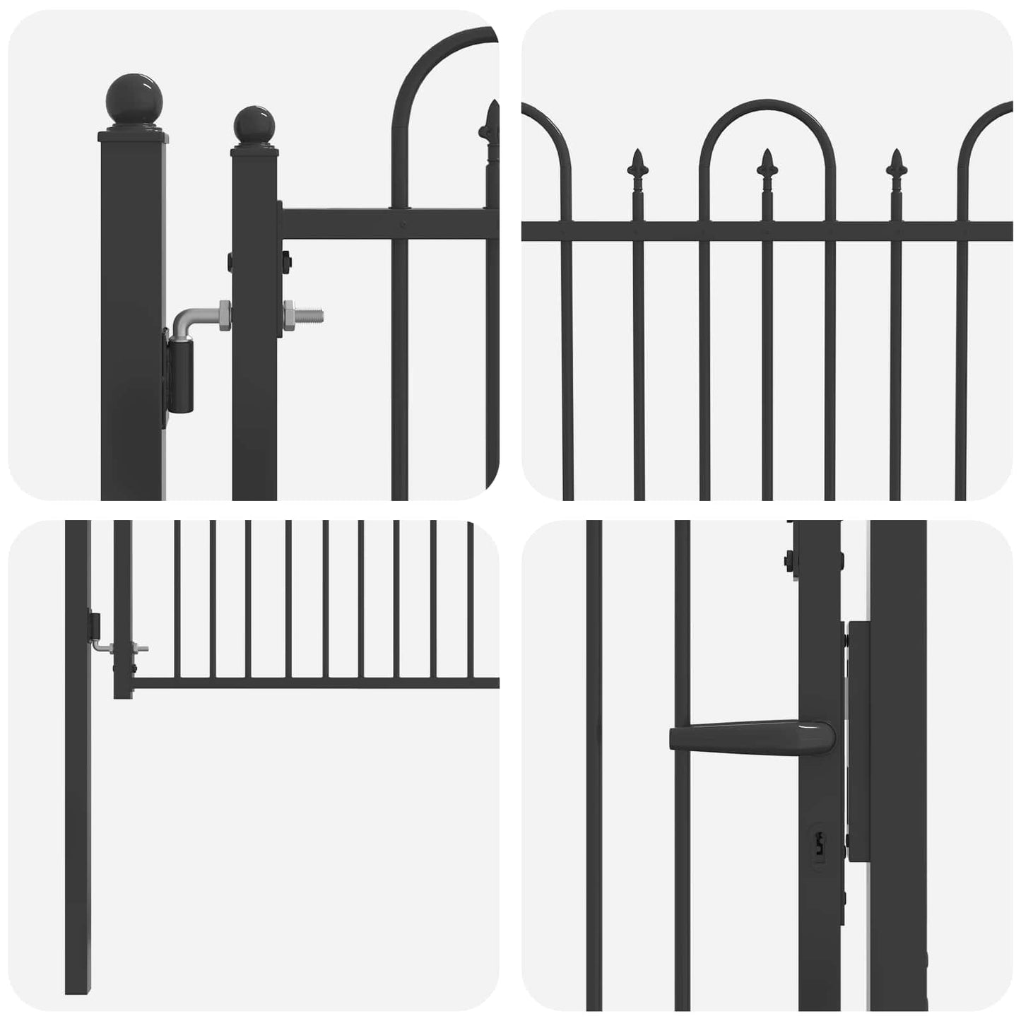 Fence Gate HORST 100 x 100 cm Metal Black Lockable