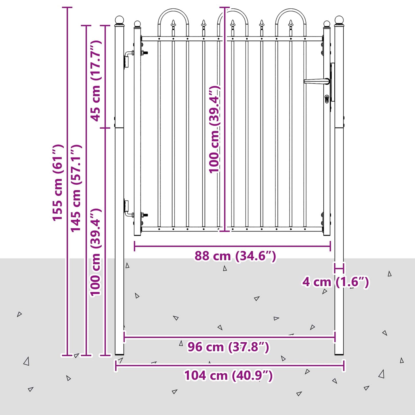 Fence Gate HORST 100 x 100 cm Metal Black Lockable