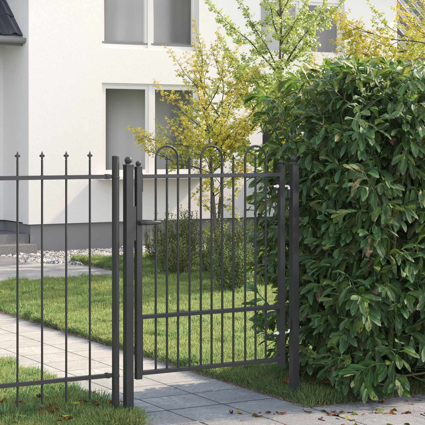 Fence Gate HORST 100 x 125 cm Metal Black Lockable