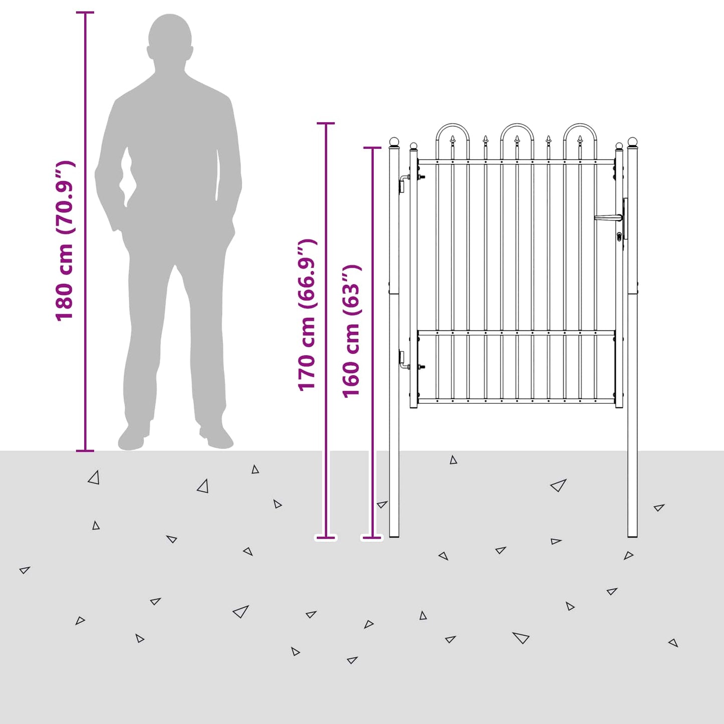 Fence Gate HORST 100 x 125 cm Metal Black Lockable