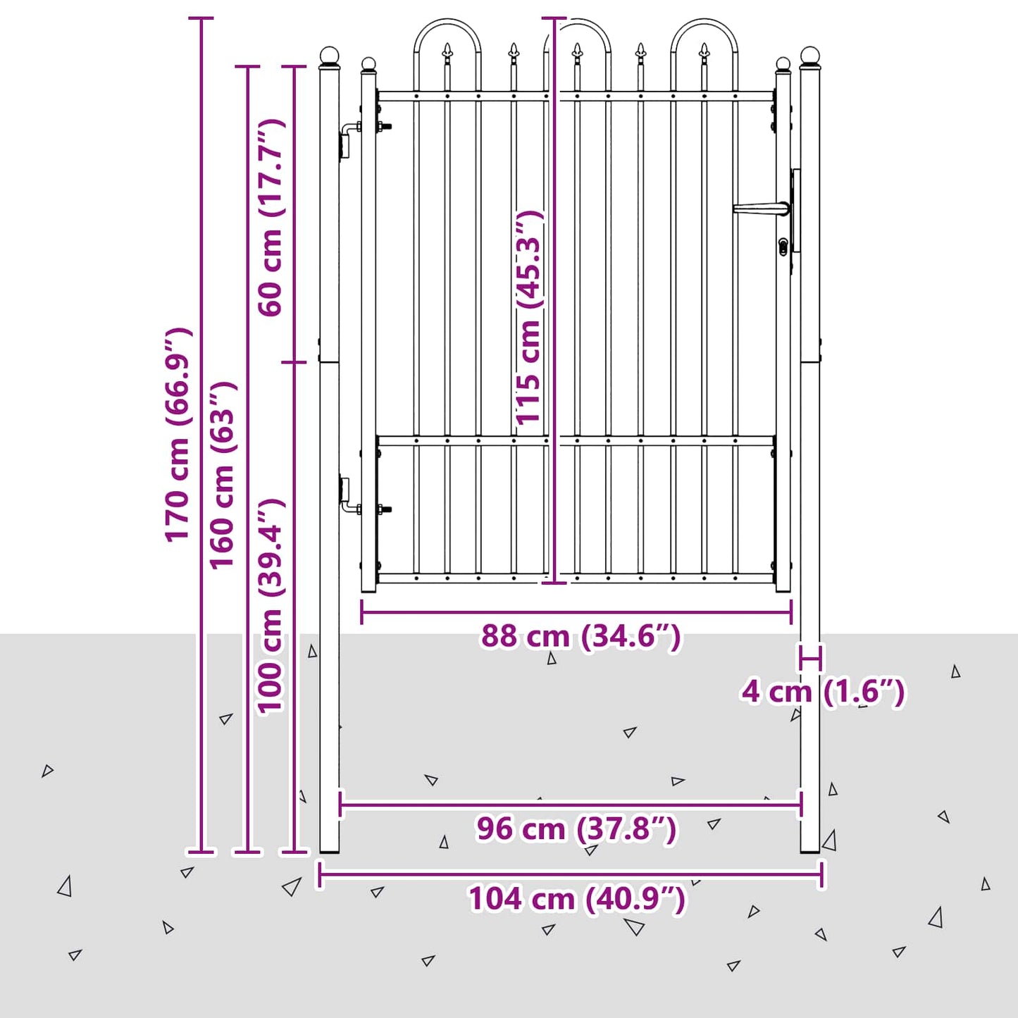 Fence Gate HORST 100 x 125 cm Metal Black Lockable