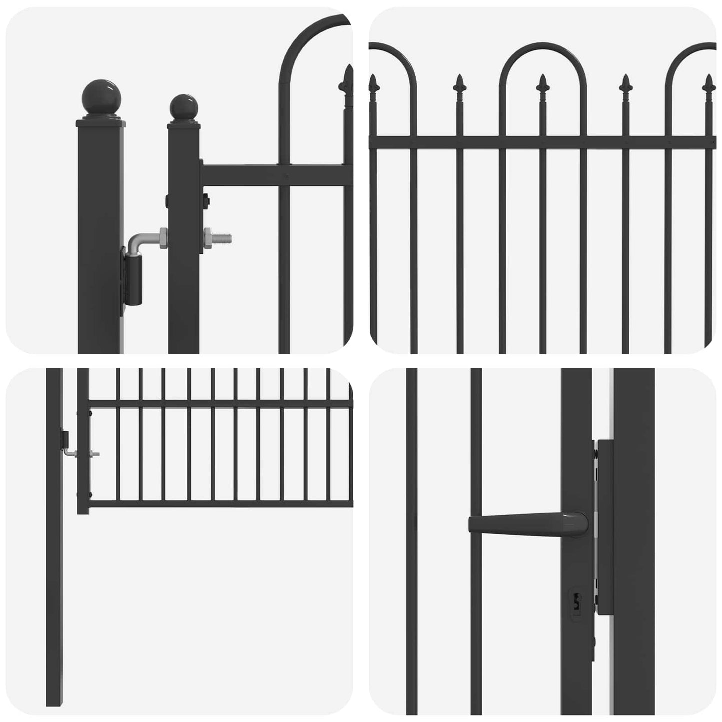 Fence Gate HORST 100 x 150 cm Steel Black Lockable