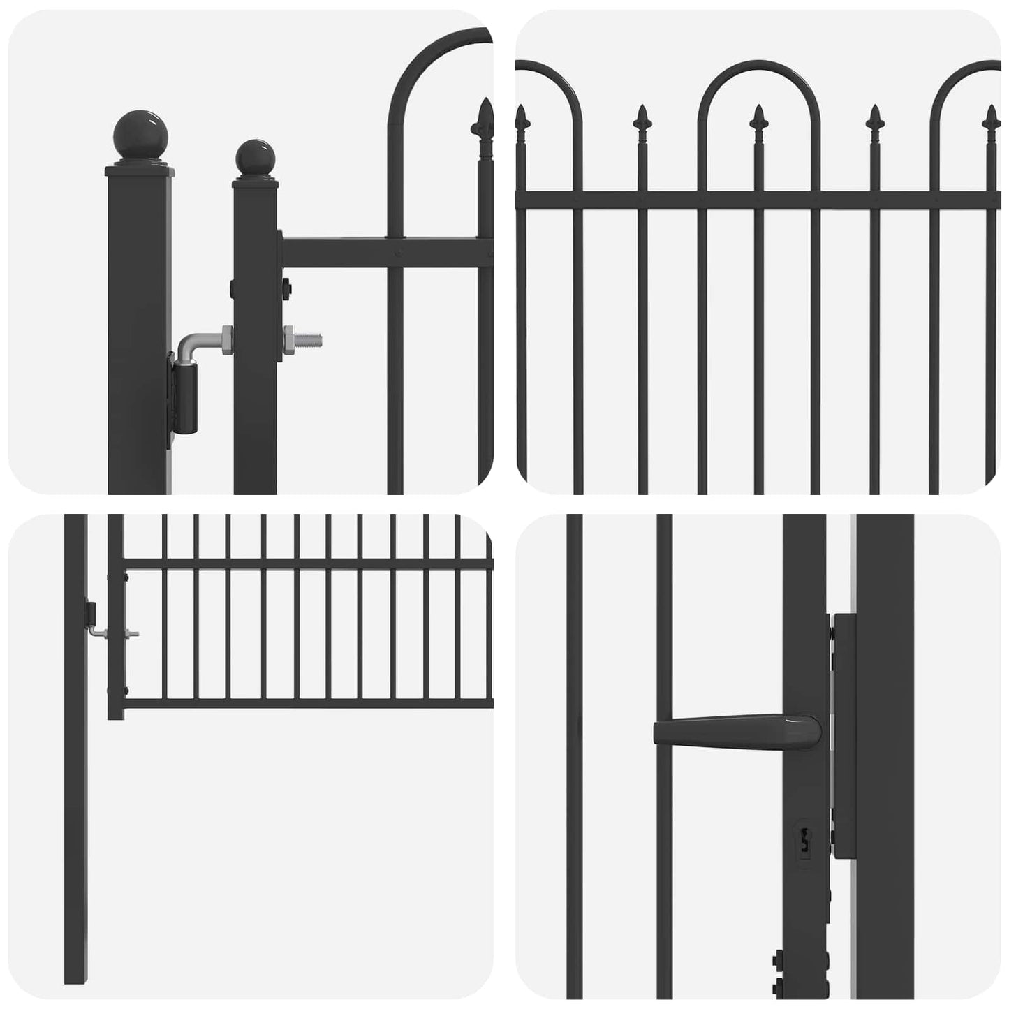 Fence Gate HORST 100 x 175 cm Steel Black Lockable