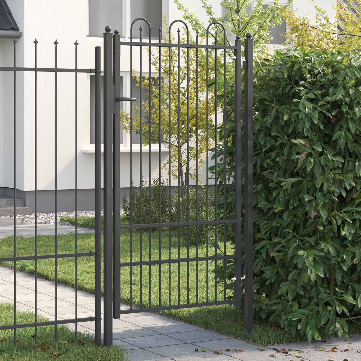 Fence Gate HORST 100 x 175 cm Steel Black Lockable