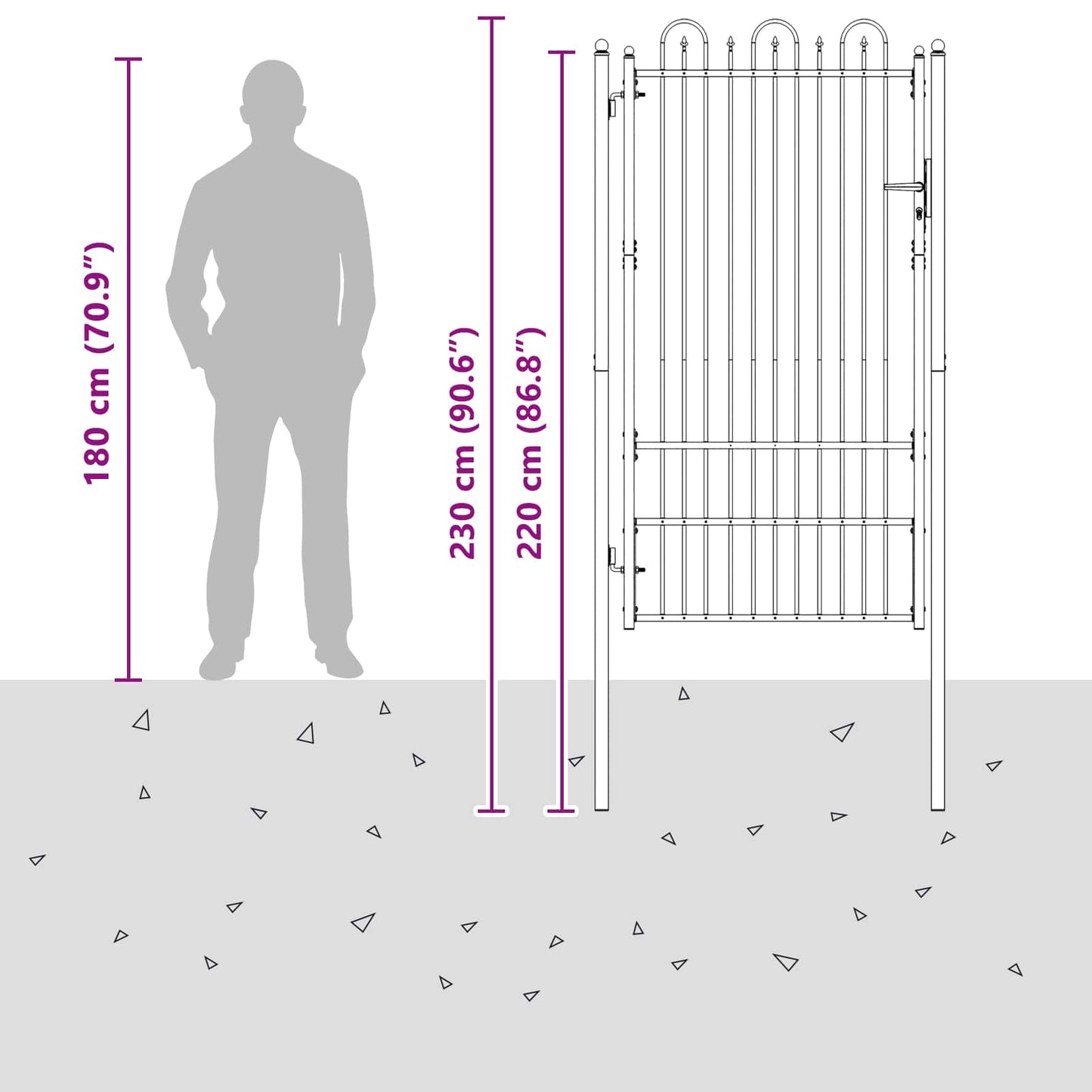 Fence Gate HORST 100 x 175 cm Steel Black Lockable