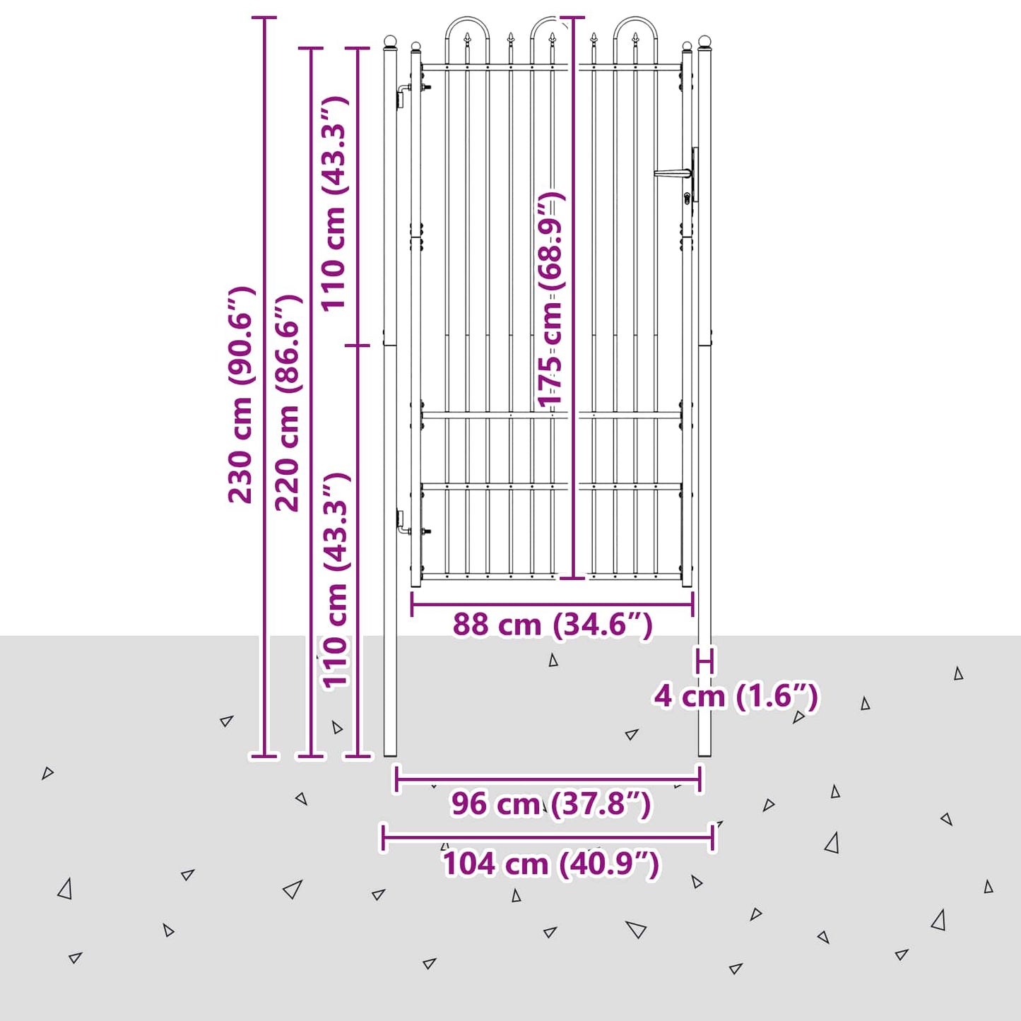 Fence Gate HORST 100 x 175 cm Steel Black Lockable