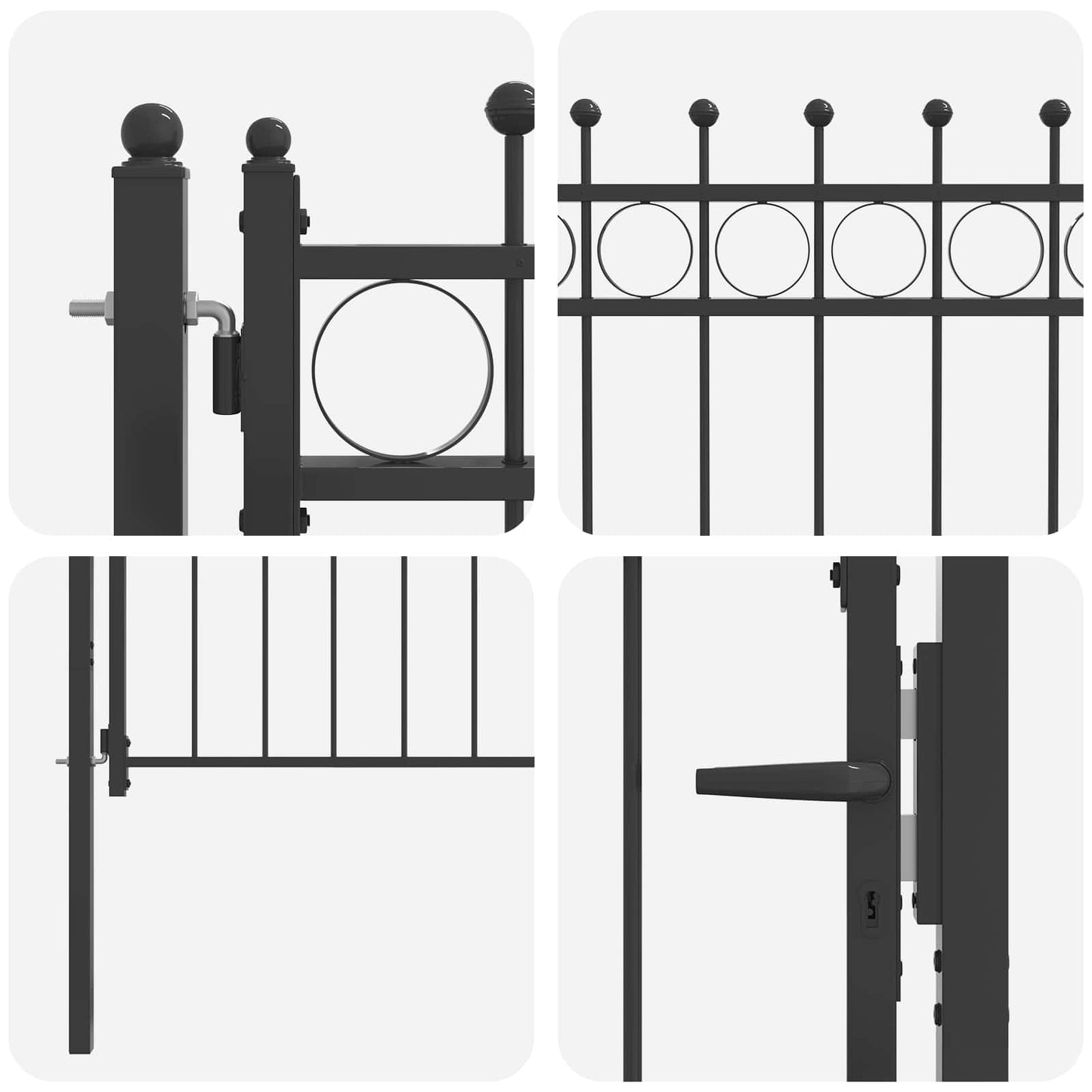 Fence Gate HORST 100 x 75 cm Metal Black Lockable