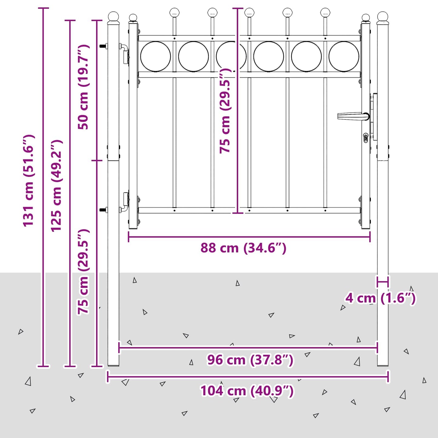 Fence Gate HORST 100 x 75 cm Metal Black Lockable