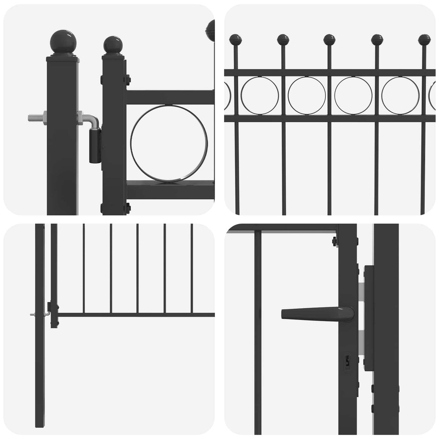 Fence Gate HORST 100 x 100 cm Metal Black Lockable