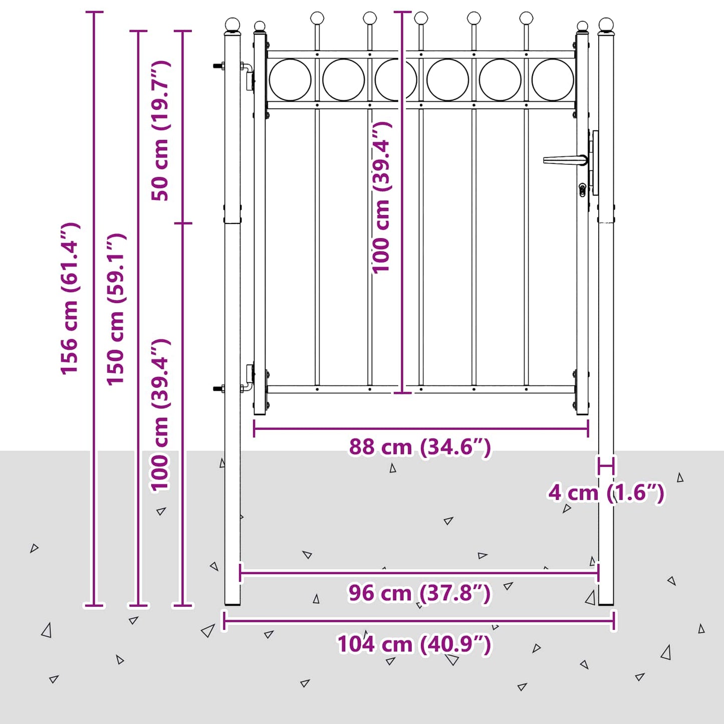 Fence Gate HORST 100 x 100 cm Metal Black Lockable