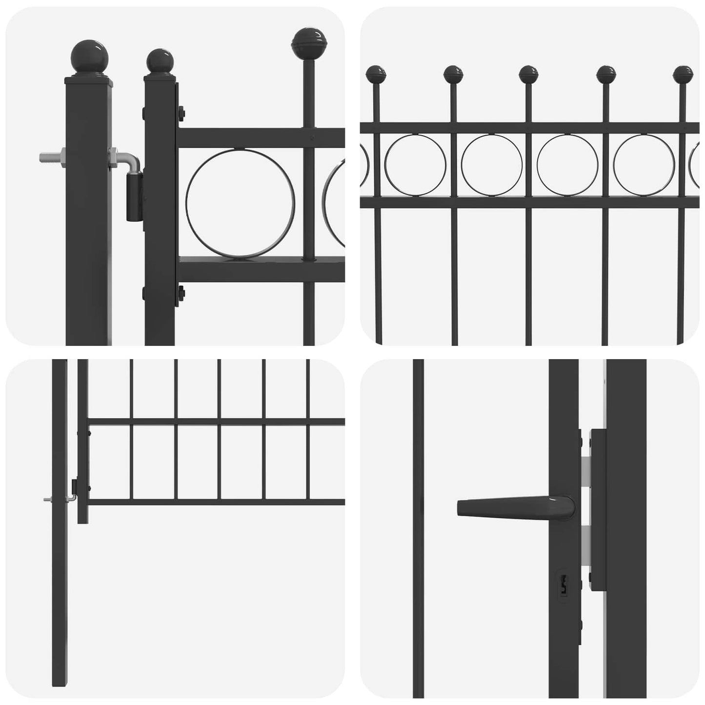Fence Gate HORST 100 x 125 cm Metal Black Lockable
