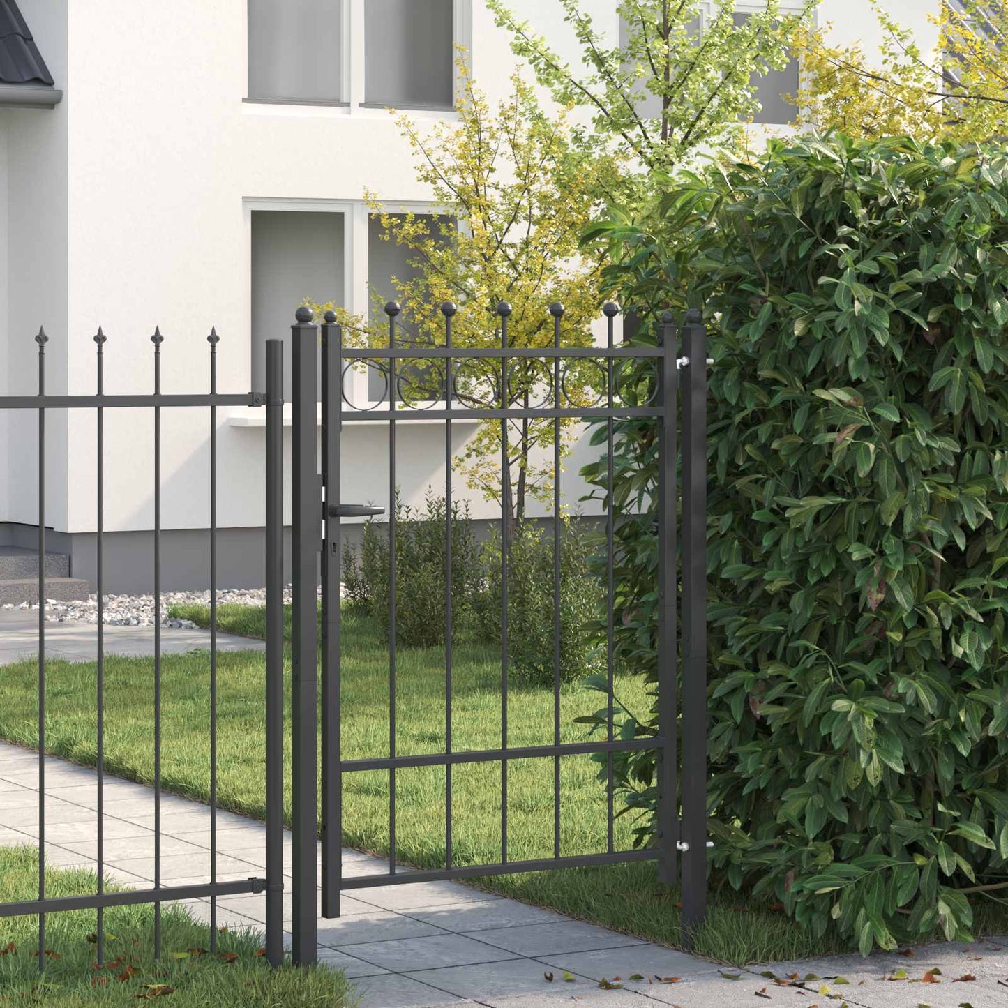 Fence Gate HORST 100 x 125 cm Metal Black Lockable