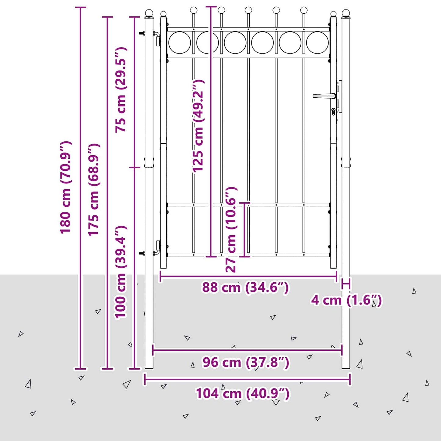 Fence Gate HORST 100 x 125 cm Metal Black Lockable