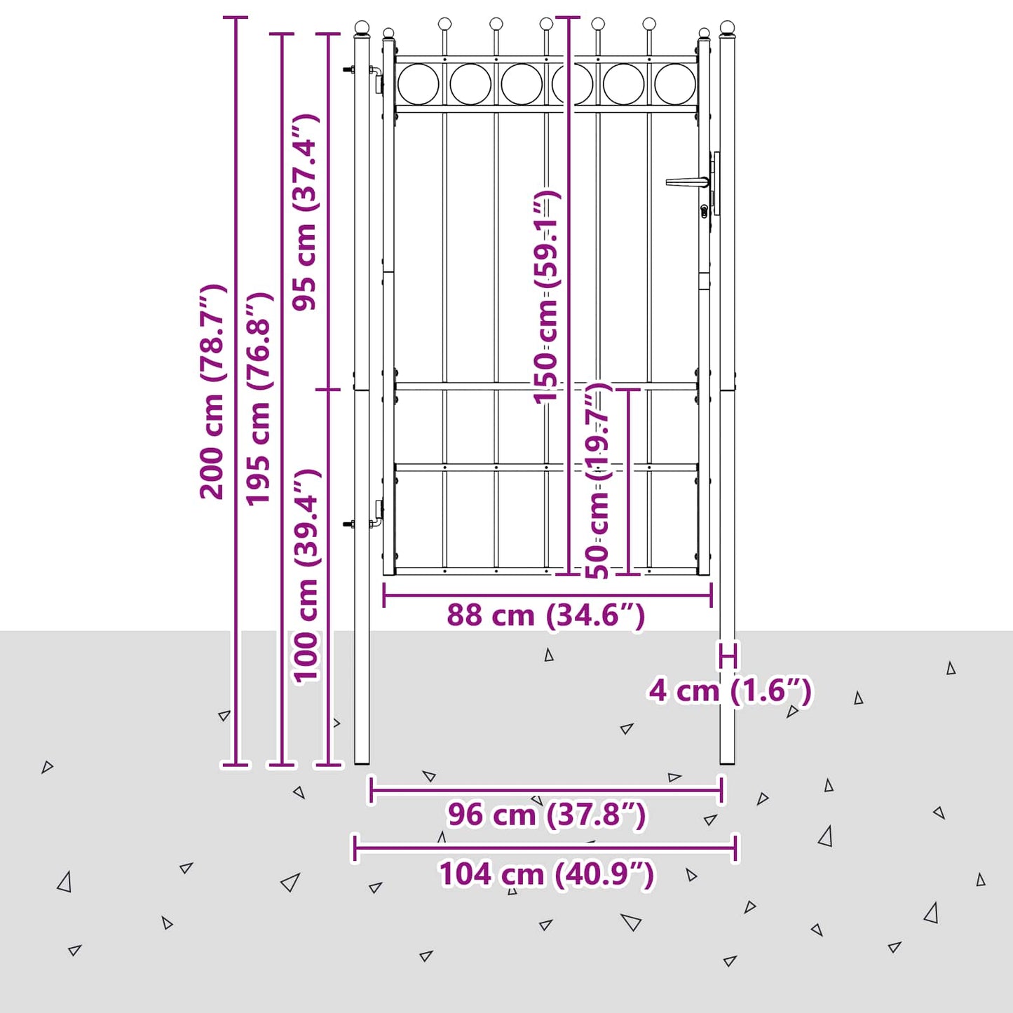 Fence Gate HORST 100 x 150 cm Metal Black Lockable
