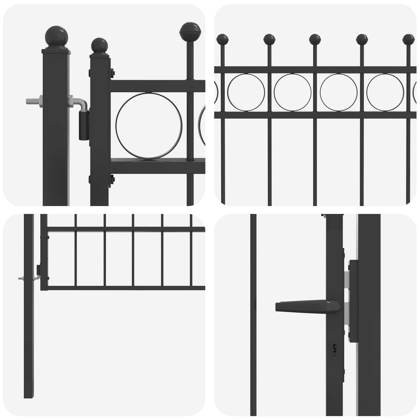 Fence Gate HORST 100 x 175 cm Metal Black Lockable