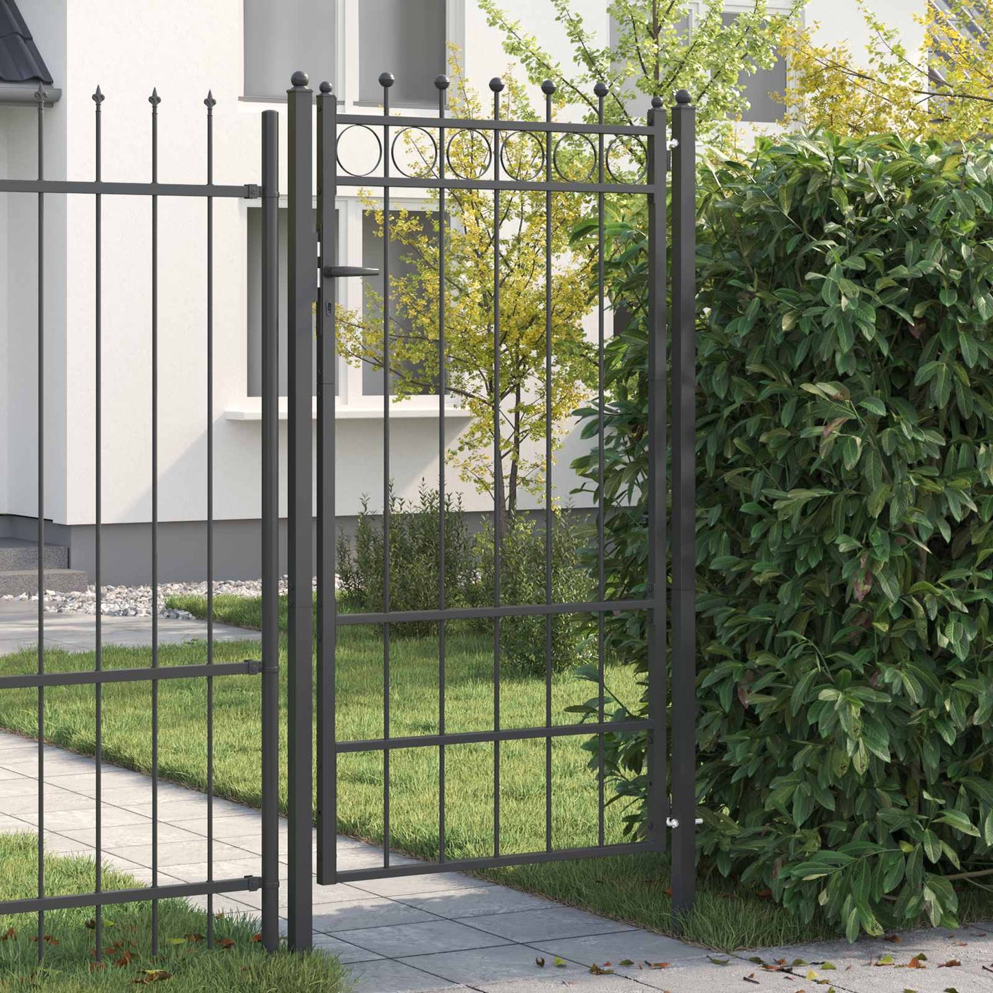 Fence Gate HORST 100 x 175 cm Metal Black Lockable