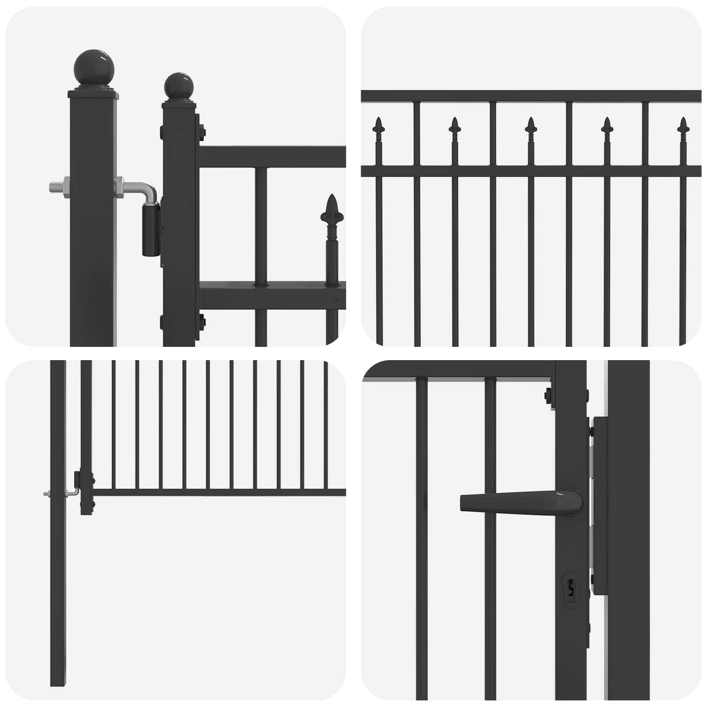 Fence Gate HORST 100 x 75 cm Metal Black Lockable