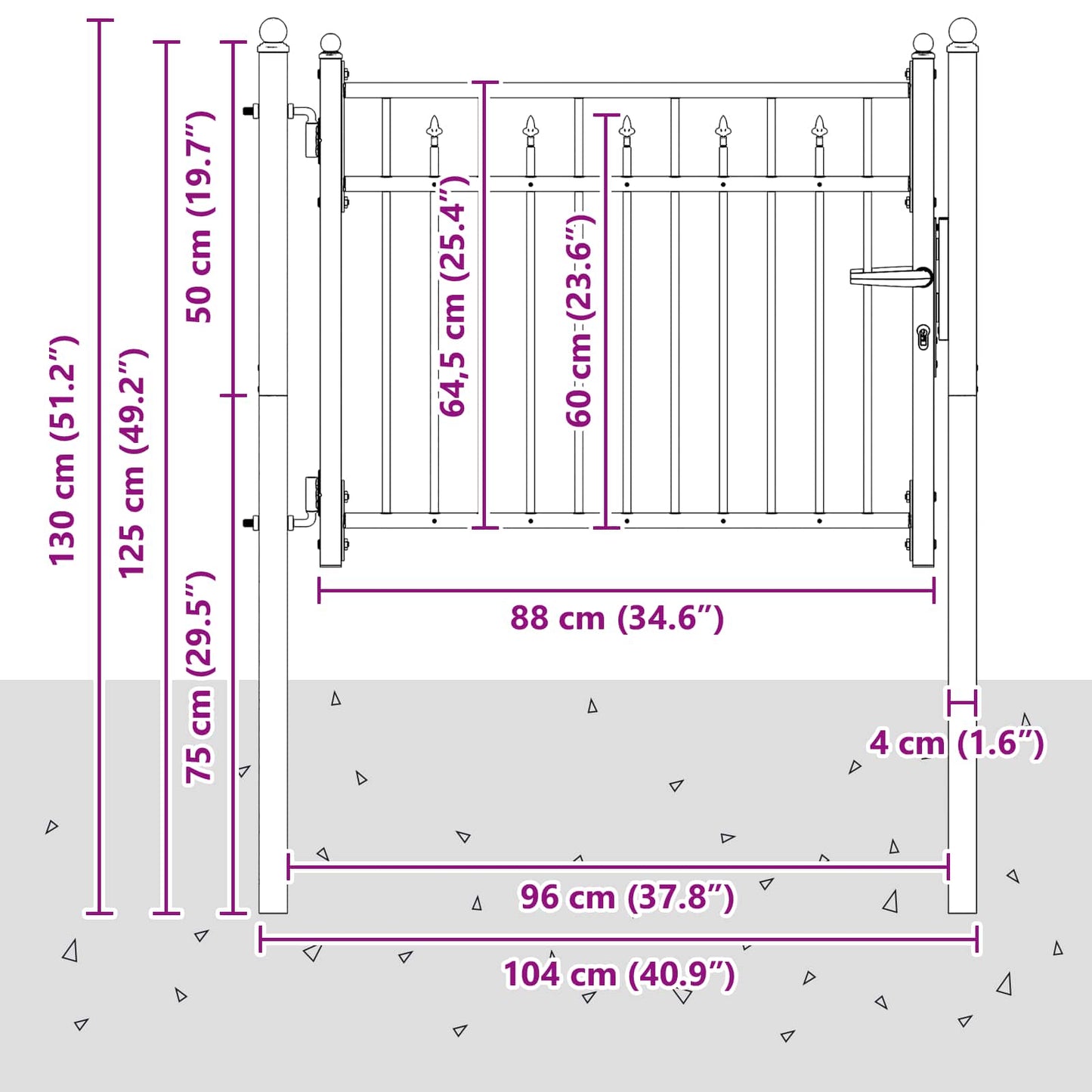 Fence Gate HORST 100 x 75 cm Metal Black Lockable