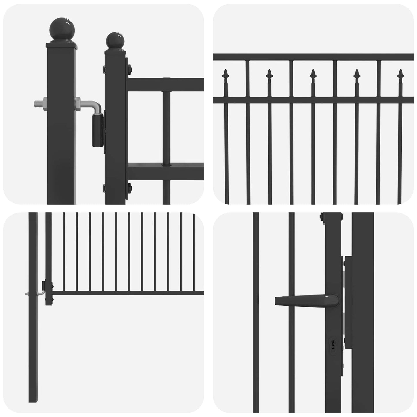 Fence Gate HORST 100 x 100 cm Metal Black Lockable