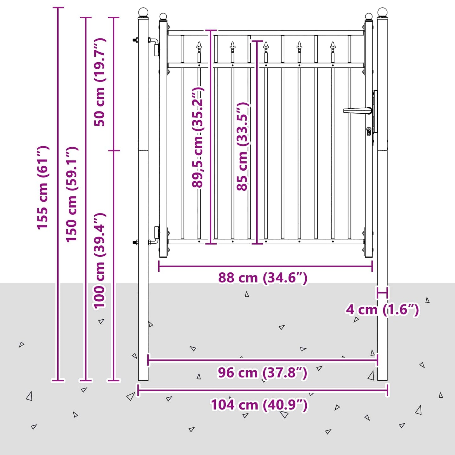 Fence Gate HORST 100 x 100 cm Metal Black Lockable