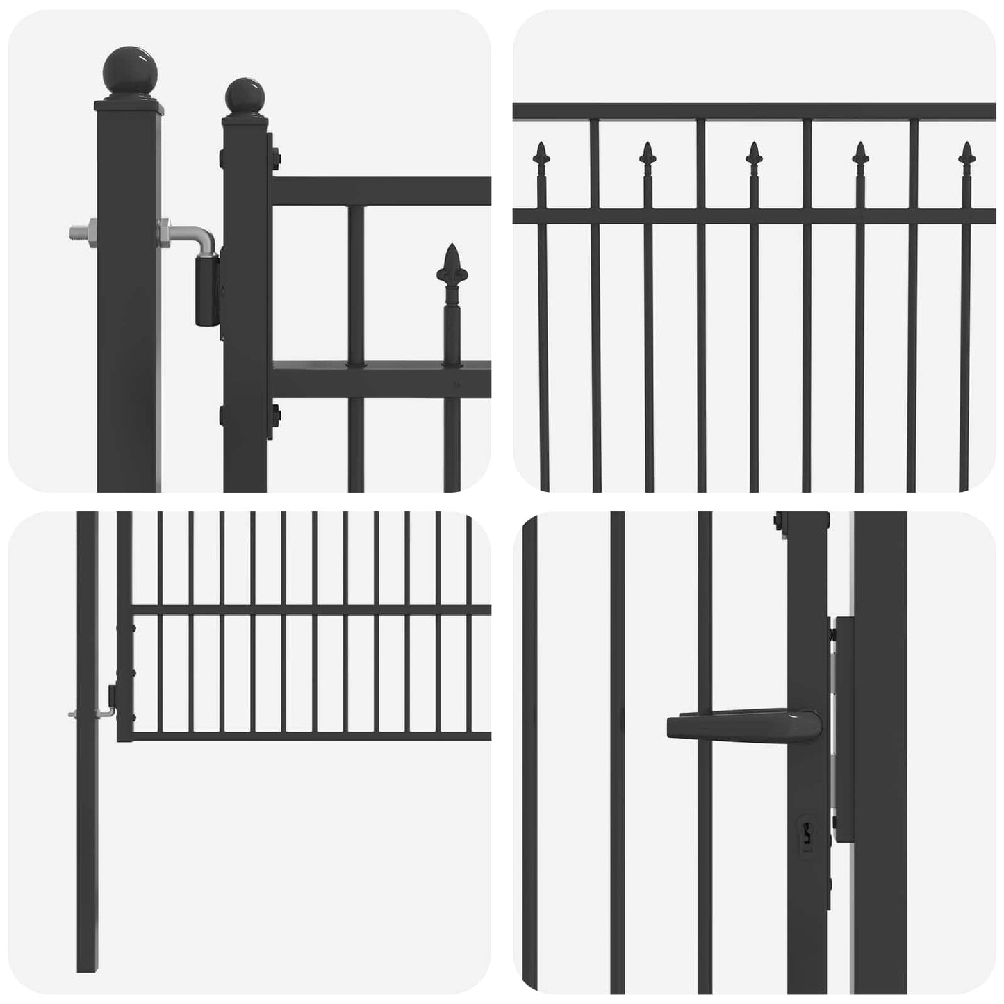 Fence Gate HORST 100 x 125 cm Metal Black Lockable