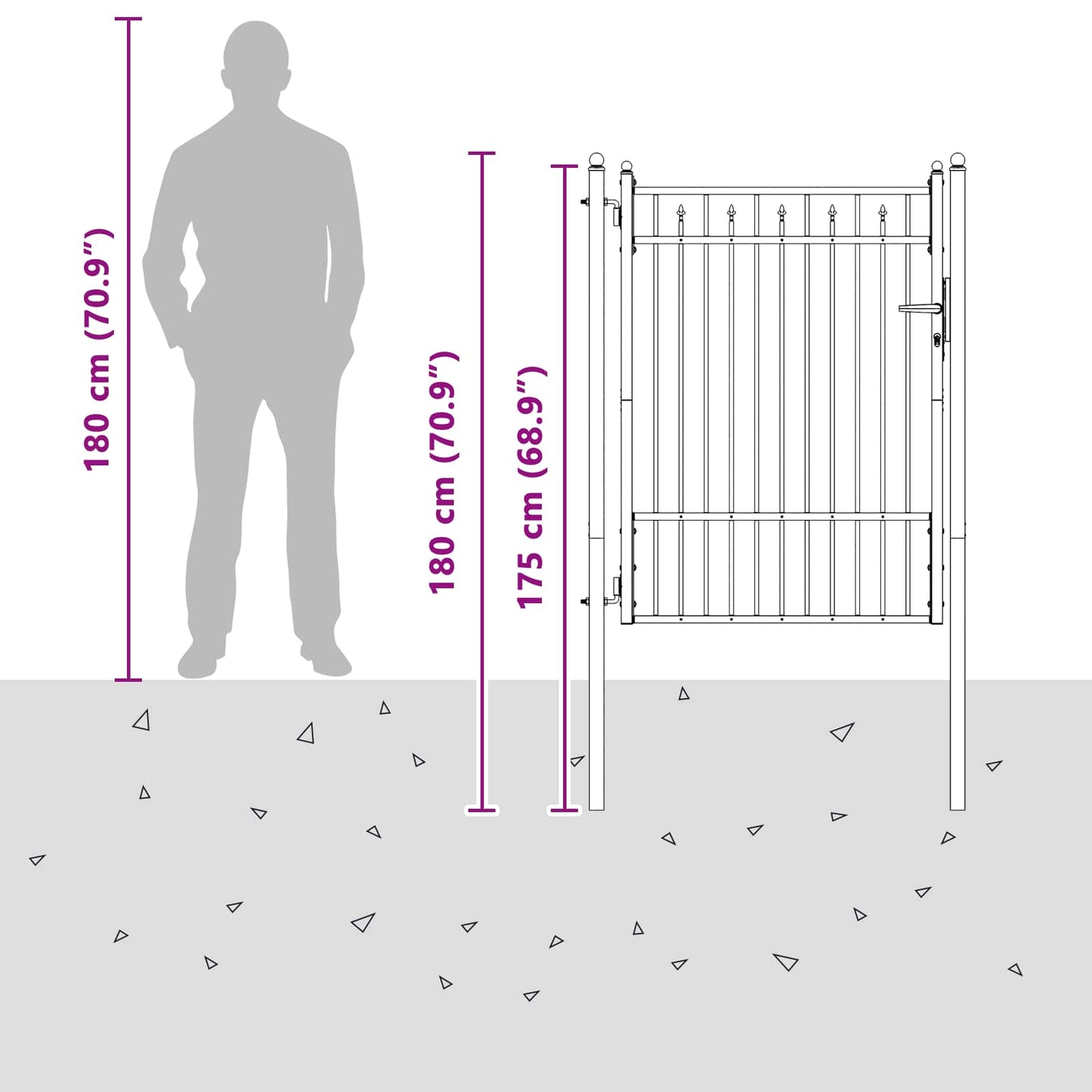 Fence Gate HORST 100 x 125 cm Metal Black Lockable
