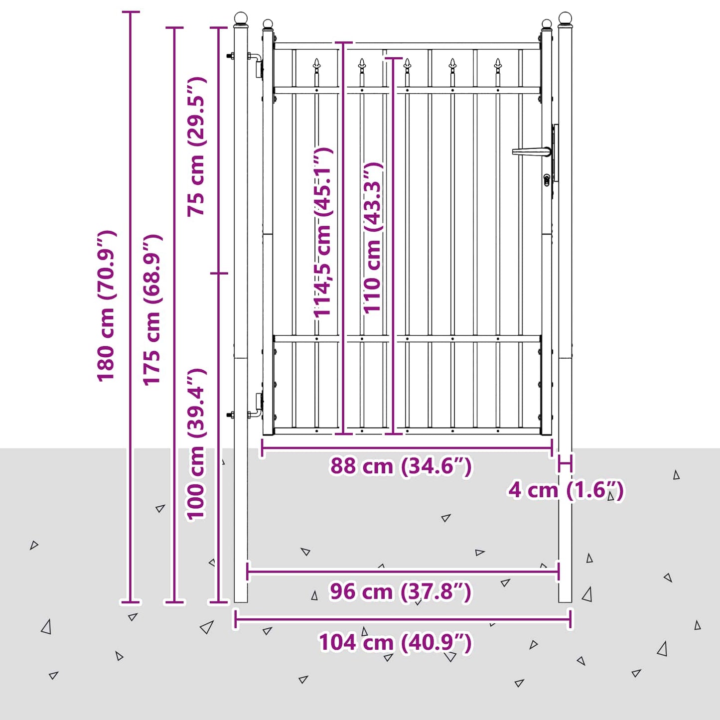 Fence Gate HORST 100 x 125 cm Metal Black Lockable