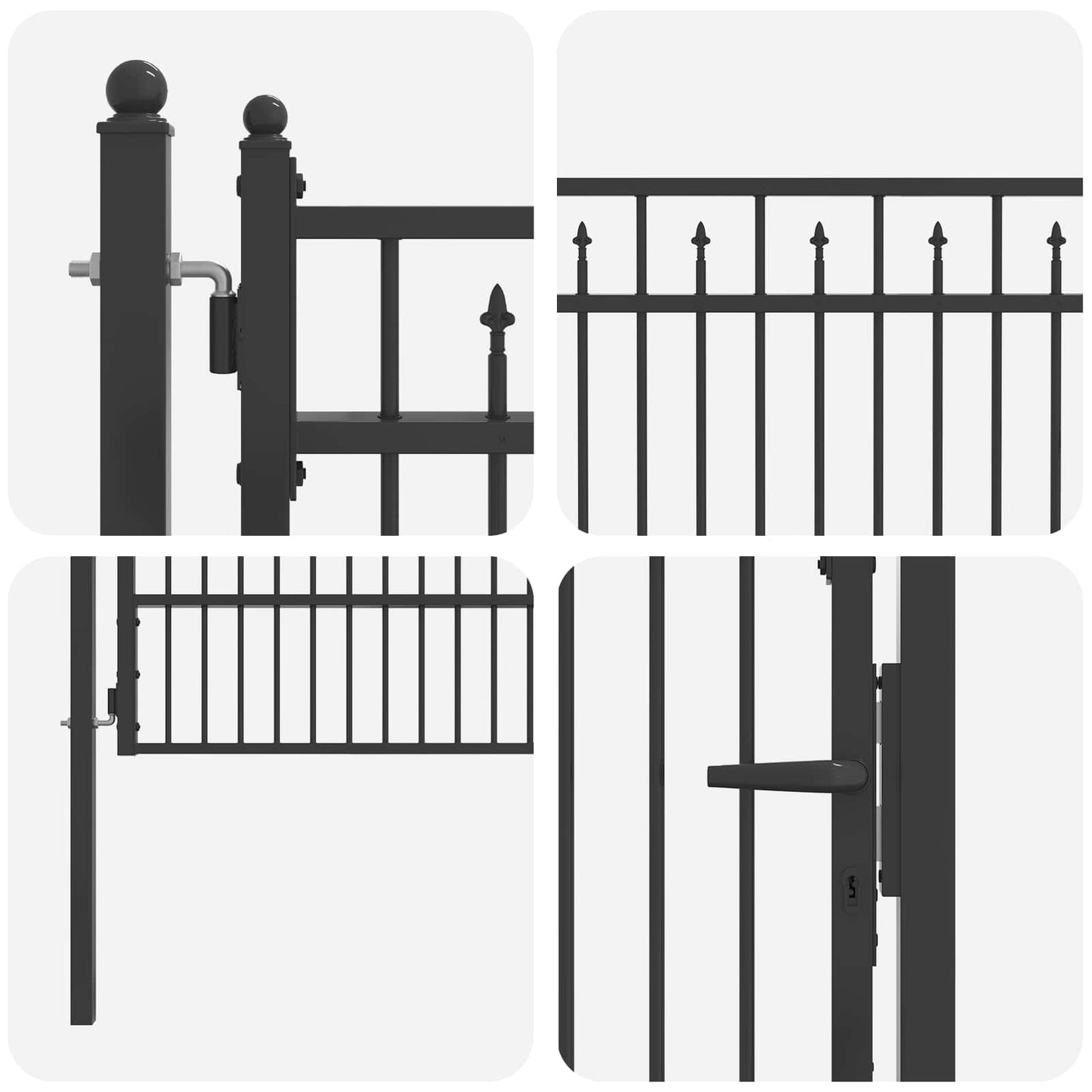 Fence Gate HORST 100 x 150 cm Metal Black Lockable