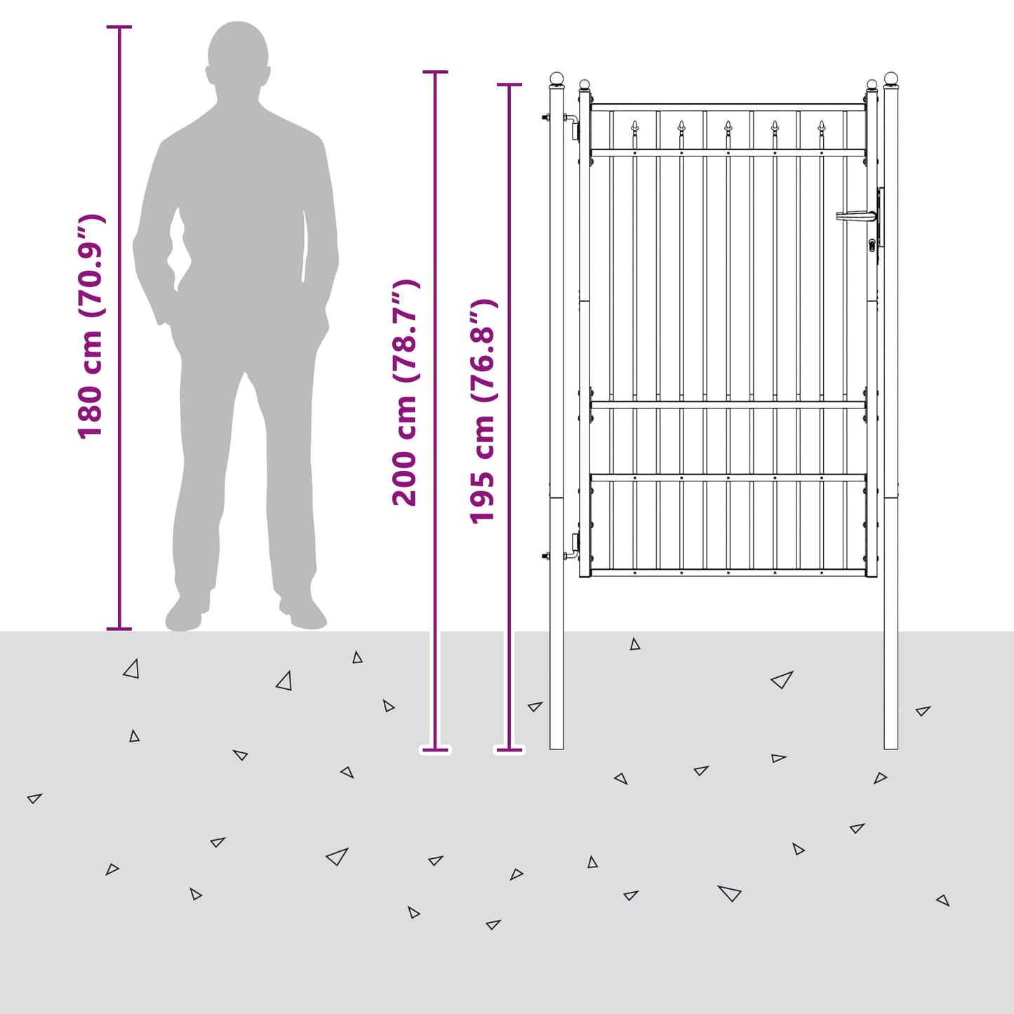 Fence Gate HORST 100 x 150 cm Metal Black Lockable