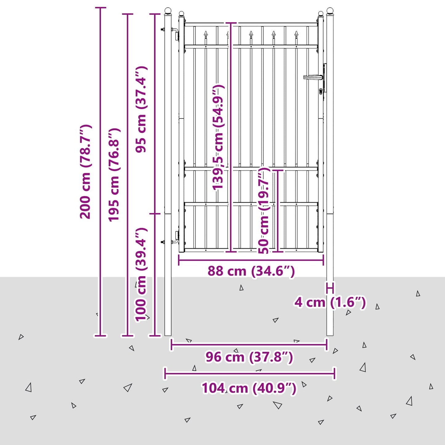 Fence Gate HORST 100 x 150 cm Metal Black Lockable