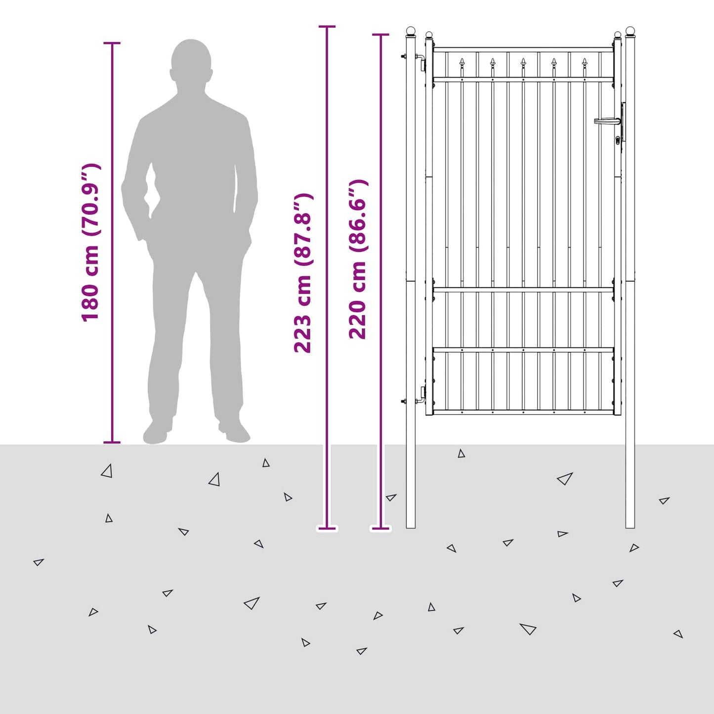 Fence Gate HORST 100 x 175 cm Metal Black Lockable