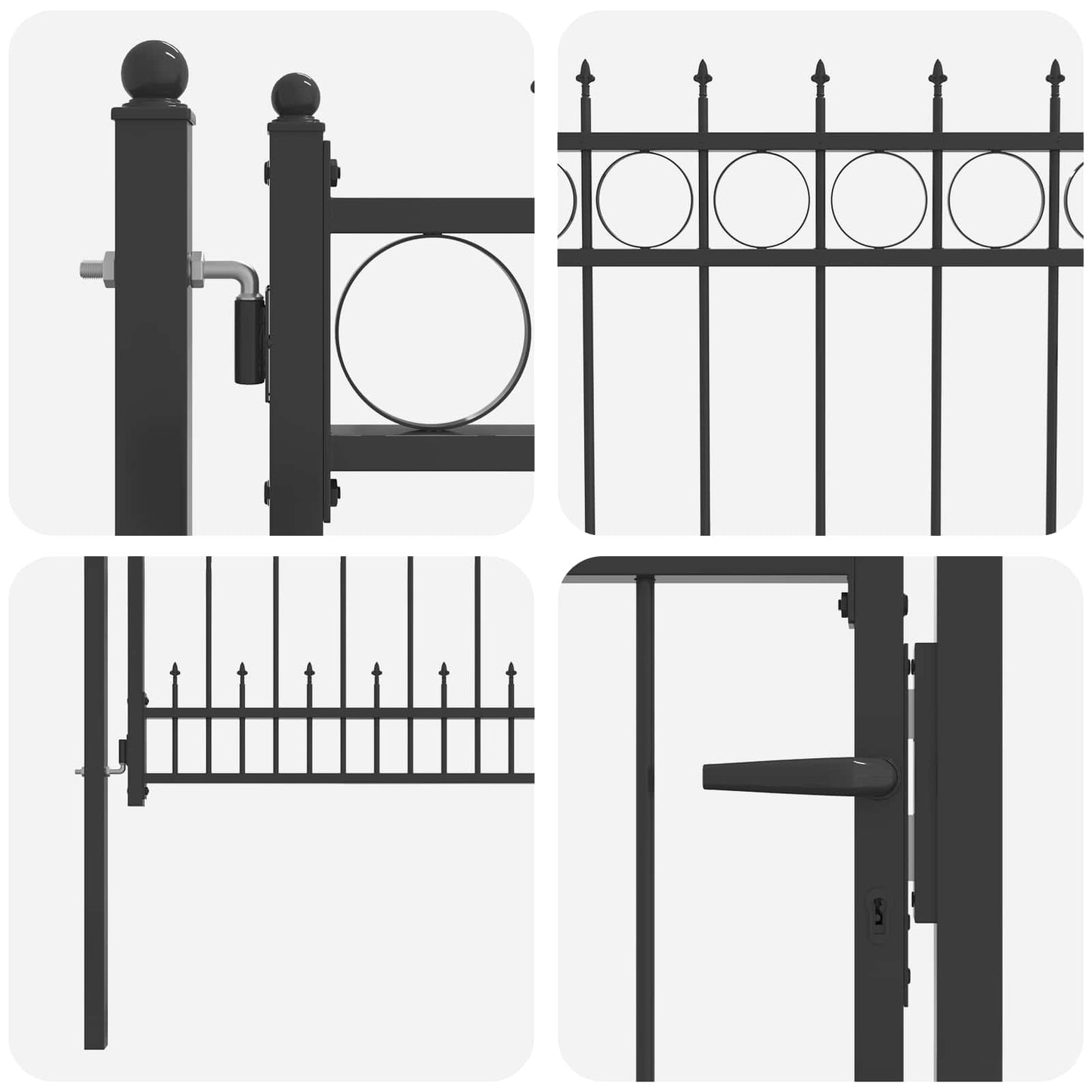 Fence Gate HORST Steel Black Lockable