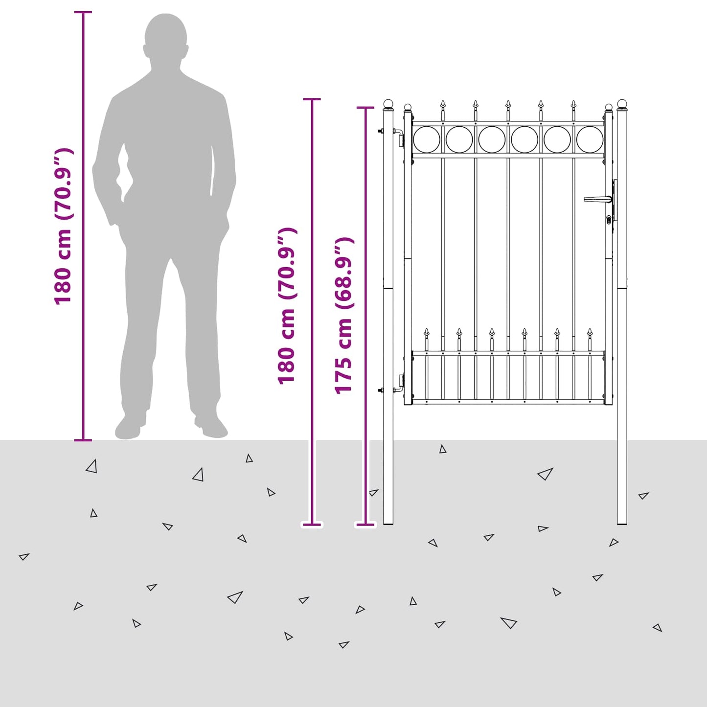 Fence Gate HORST Steel Black Lockable