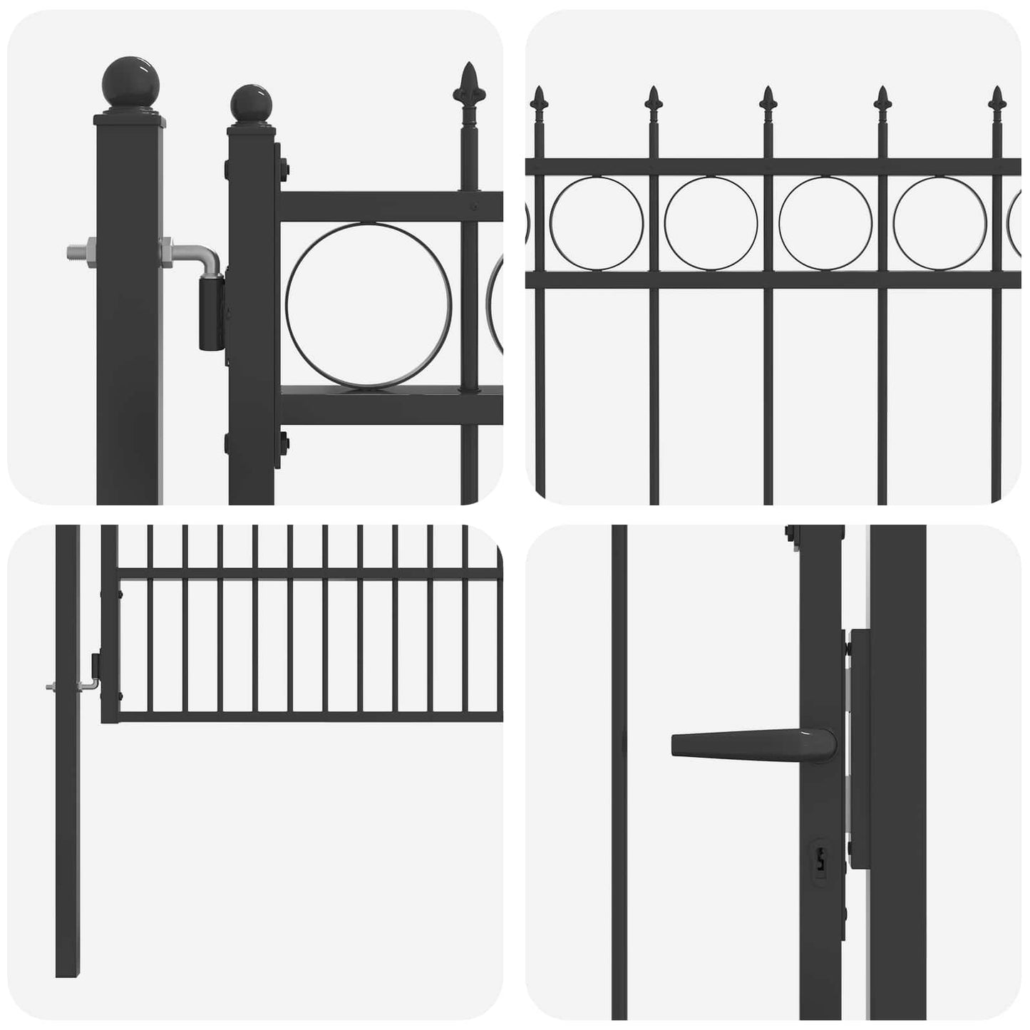 Fence Gate HORST Steel Black Lockable