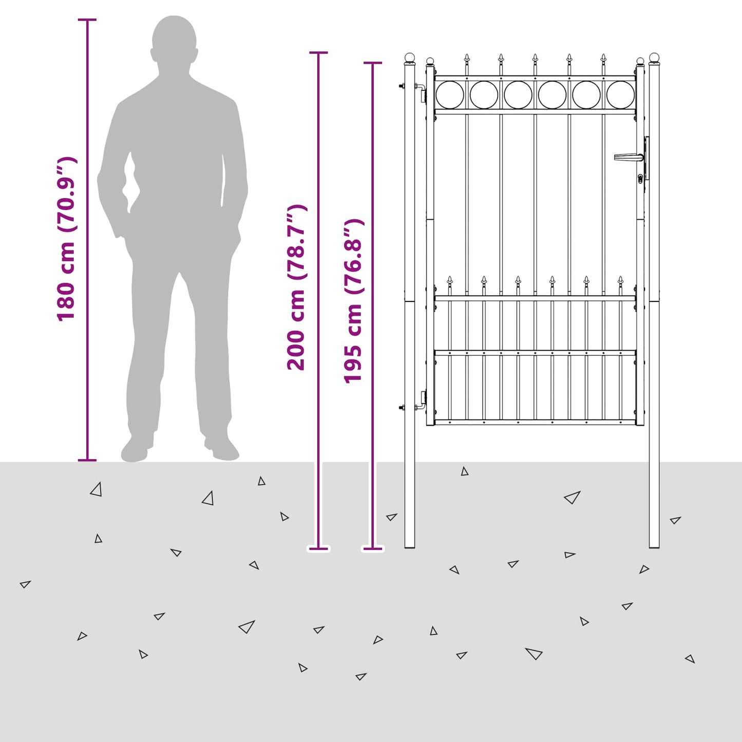 Fence Gate HORST Steel Black Lockable